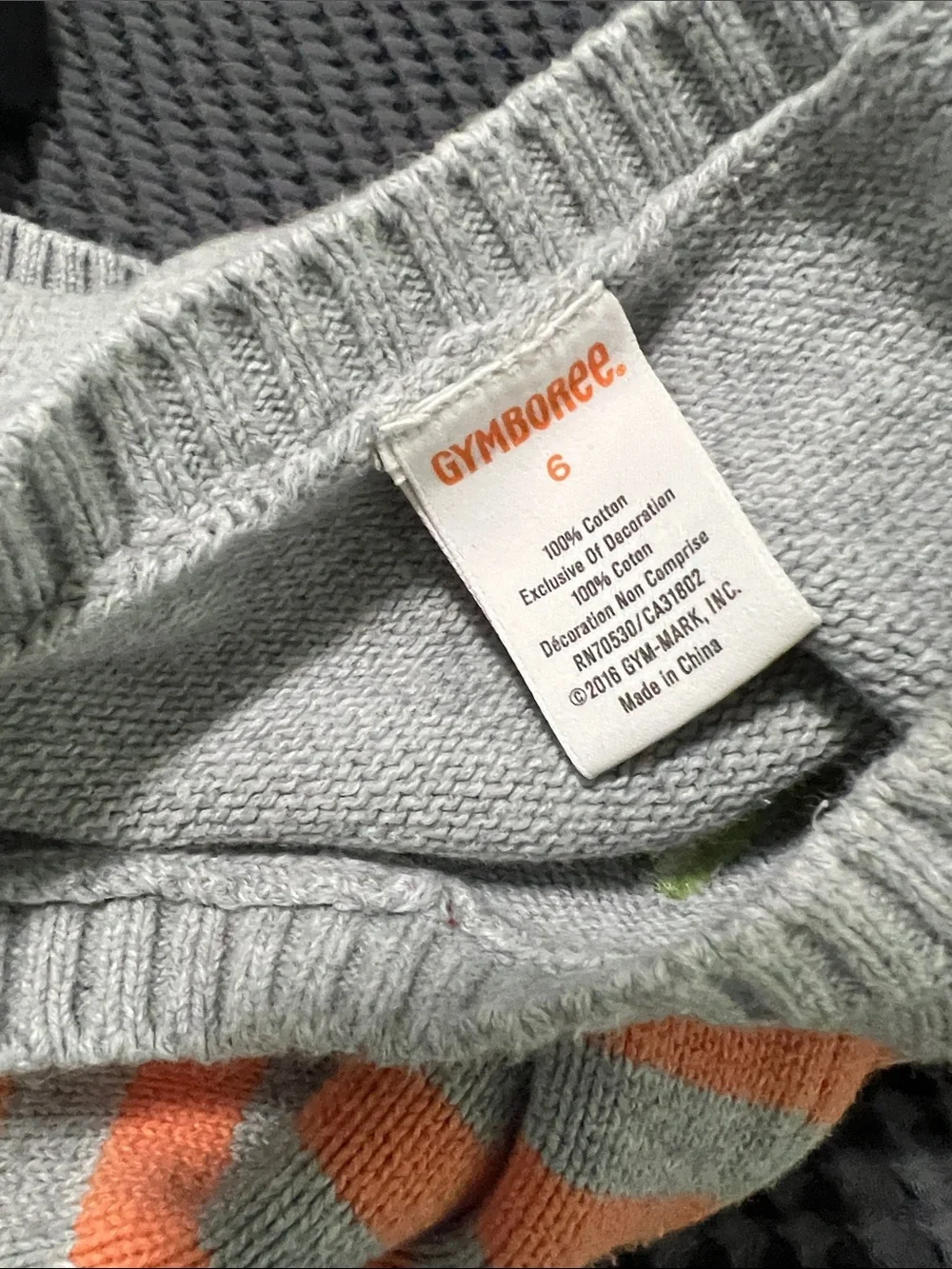 Gymboree Cotton Gray & Orange Pumpkin Knit Dress Size 6